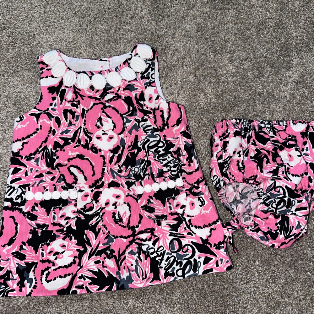 Lilly Pulitzer Hanging With my Boo Panda bear Dress + diaper cover